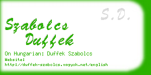 szabolcs duffek business card